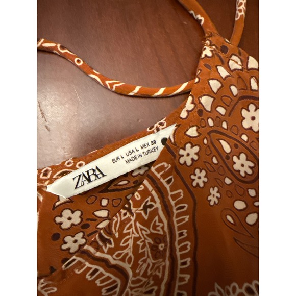 Zara set - tank & pants bandana print. L top, XL pants‎ Brown Pockets Cupro - Picture 15 of 16